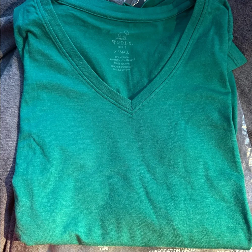 WoolX Shady Green Millie long sleeved shirt XS - Picture 4 of 6